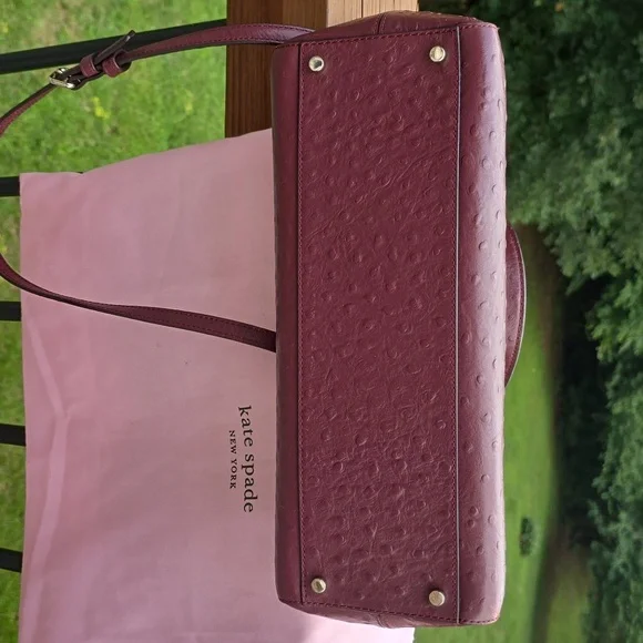 Kate Spade Bristol Drive Ostrich Cherrywood bag 2 Way Bag - Picture 11 of 15